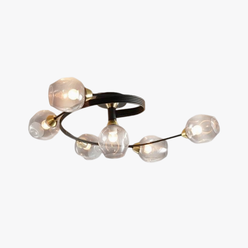 Flush Mount Ceiling Light, Glass, Black / Gold, Dining Room by Tallis Home