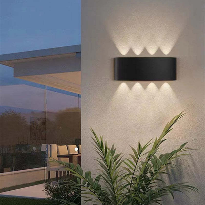 Modern Rectangular Metal Outdoor Wall Lamp, Black / White, Water-wave — view 2