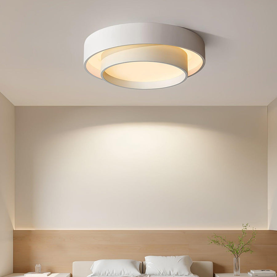 Ceiling Lamp Double Ring Grey & Black & White Cylinder shape