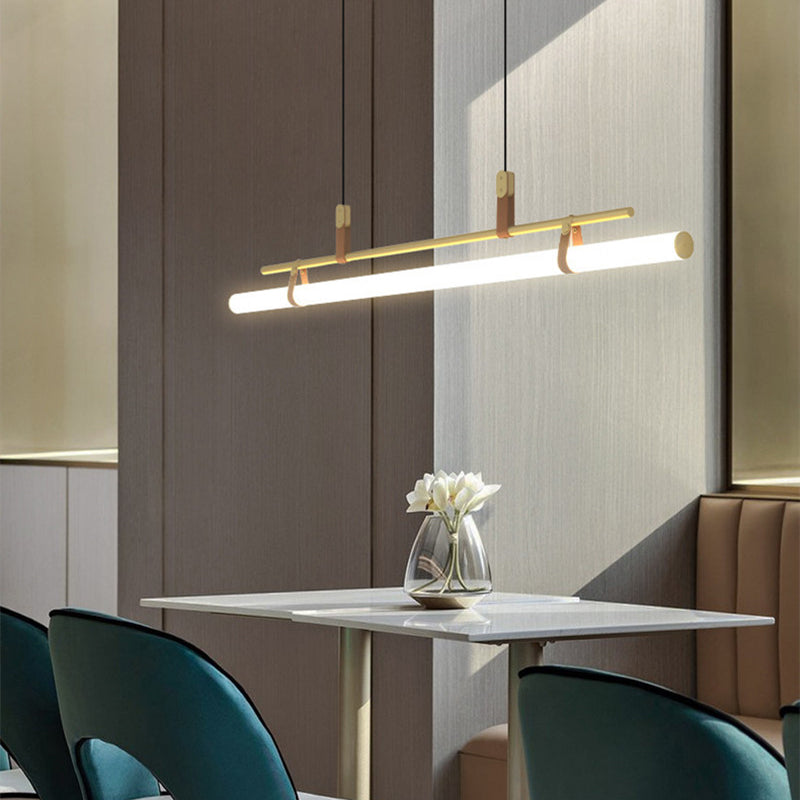 Modern Linear Metal Pendant Light, Black / Gold