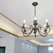 Creative Retro Candle Chandelier Black Metal Bedroom — view 2