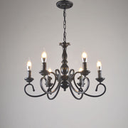 Creative Retro Candle Chandelier Black Metal Bedroom — view 7