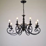 Creative Retro Candle Chandelier Black Metal Bedroom — view 8