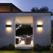 Modern Rectangular Metal Outdoor Wall Lamp, Black / White, Water-wave — view 4