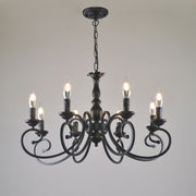 Creative Retro Candle Chandelier Black Metal Bedroom — view 5