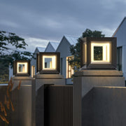 Contemporary LED Cube Metal Outdoor Light, Black — view 5