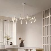 Modern Blown Linear Metal Multi-Light Chandelier — view 4