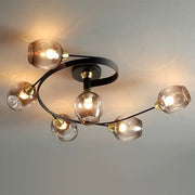 Flush Mount Ceiling Light, Glass, Black / Gold, Dining Room — view 14