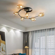 Flush Mount Ceiling Light, Glass, Black / Gold, Dining Room — view 5