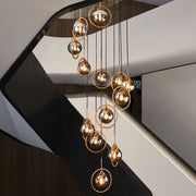 Modern Spiral Ball Glass Staircase Chandelier — view 3