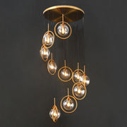 Modern Spiral Ball Glass Staircase Chandelier — view 12