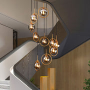 Modern Spiral Ball Glass Staircase Chandelier — view 2
