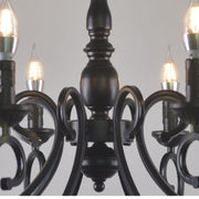 Creative Retro Candle Chandelier Black Metal Bedroom — view 9
