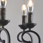 Creative Retro Candle Chandelier Black Metal Bedroom — view 6