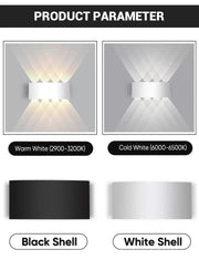 Modern Rectangular Metal Outdoor Wall Lamp, Black / White, Water-wave — view 29