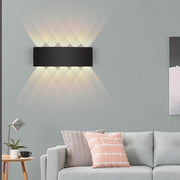 Modern Rectangular Metal Outdoor Wall Lamp, Black / White, Water-wave — view 11