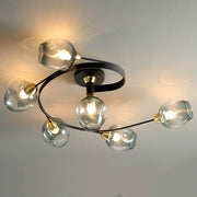 Flush Mount Ceiling Light, Glass, Black / Gold, Dining Room — view 15
