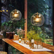 Glass Globe Pendant Light Clear & Amber — view 2