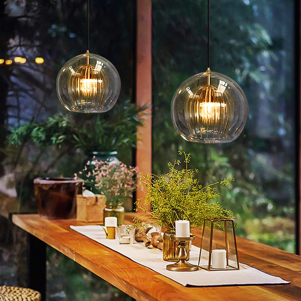 Glass Globe Pendant Light Clear & Amber — view 2