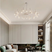 Modern Blown Linear Metal Multi-Light Chandelier — view 23