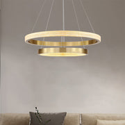 Modern Ring Metal / Acrylic LED Pendant Light, Black / Gold — view 7