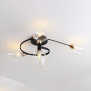 Flush Mount Ceiling Light, Glass, Black / Gold, Dining Room — view 20
