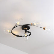 Flush Mount Ceiling Light, Glass, Black / Gold, Dining Room — view 25