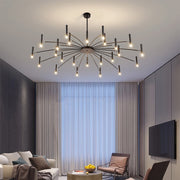 Modern Blown Linear Metal Multi-Light Chandelier — view 3
