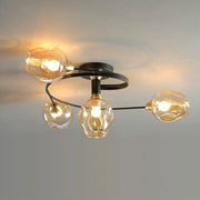 Flush Mount Ceiling Light, Glass, Black / Gold, Dining Room — view 16