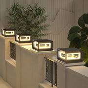 Contemporary LED Cube Metal Outdoor Light, Black — view 7