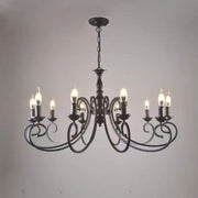 Creative Retro Candle Chandelier Black Metal Bedroom — view 10