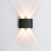 Modern Rectangular Metal Outdoor Wall Lamp, Black / White, Water-wave by Tallis Home