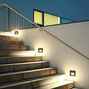 Modern Metal Square Outdoor Deck / Step Light, Black — view 10