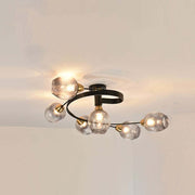 Flush Mount Ceiling Light, Glass, Black / Gold, Dining Room — view 10