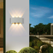 Modern Rectangular Metal Outdoor Wall Lamp, Black / White, Water-wave — view 14