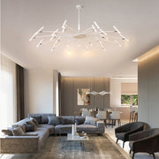 Modern Blown Linear Metal Multi-Light Chandelier — view 6