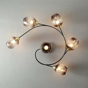 Flush Mount Ceiling Light, Glass, Black / Gold, Dining Room — view 7
