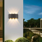 Modern Rectangular Metal Outdoor Wall Lamp, Black / White, Water-wave — view 13