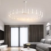 Modern Blown Linear Metal Multi-Light Chandelier — view 5