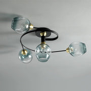 Flush Mount Ceiling Light, Glass, Black / Gold, Dining Room — view 19