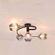 Flush Mount Ceiling Light, Glass, Black / Gold, Dining Room — view 11