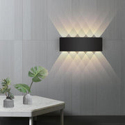 Modern Rectangular Metal Outdoor Wall Lamp, Black / White, Water-wave — view 15