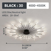 Flush-Mount Ceiling Light Fireworks, Black / Gold — view 18