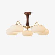 Brass Wooden Glass Persimmon Chandelier by Tallis Home