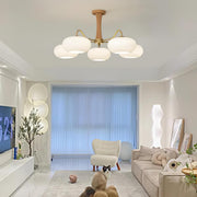 Brass Wooden Glass Persimmon Chandelier — view 8