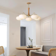 Brass Wooden Glass Persimmon Chandelier — view 10