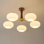 Brass Wooden Glass Persimmon Chandelier — view 18