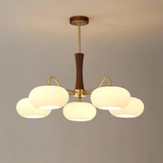 Brass Wooden Glass Persimmon Chandelier — view 25