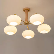 Brass Wooden Glass Persimmon Chandelier — view 20