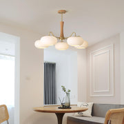 Brass Wooden Glass Persimmon Chandelier — view 2
